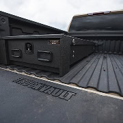 All-Weather Half-Width drawer installed on the driver's side of a pickup truck
