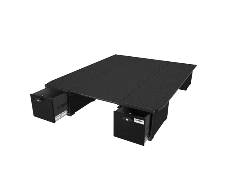 3D render of BC2 Full Bed with both drawers slightly open