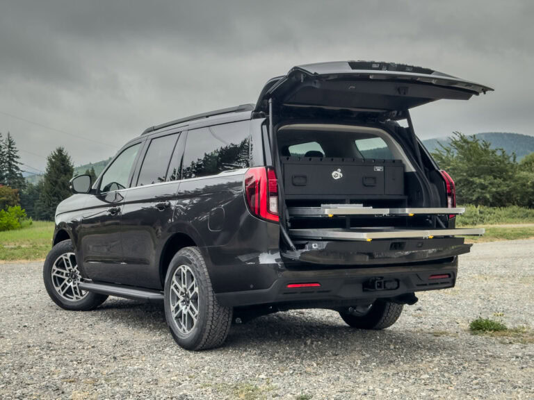 ST5 ScaleVault by TruckVault installed in a Ford Expedition with all four glides extended