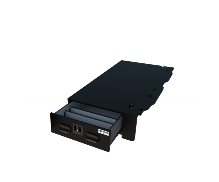 All-Weather Half-Width TruckVault system with the drawer slightly open.