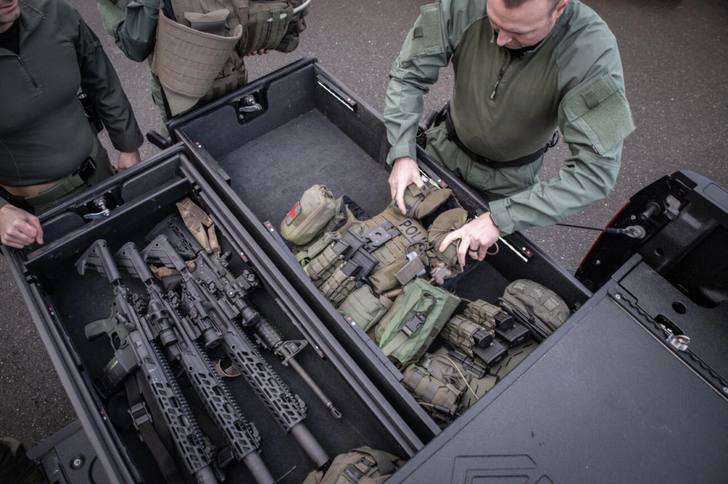 Law Enforcement Officers preparing for duty